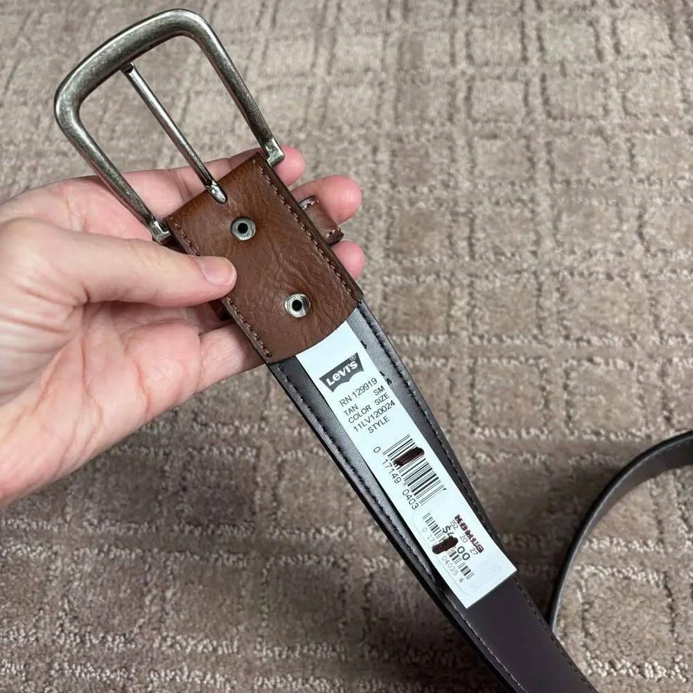 Levi's Coated Leather Belt Mens Small (30-32) Brown Casual Classic Minimal NWT